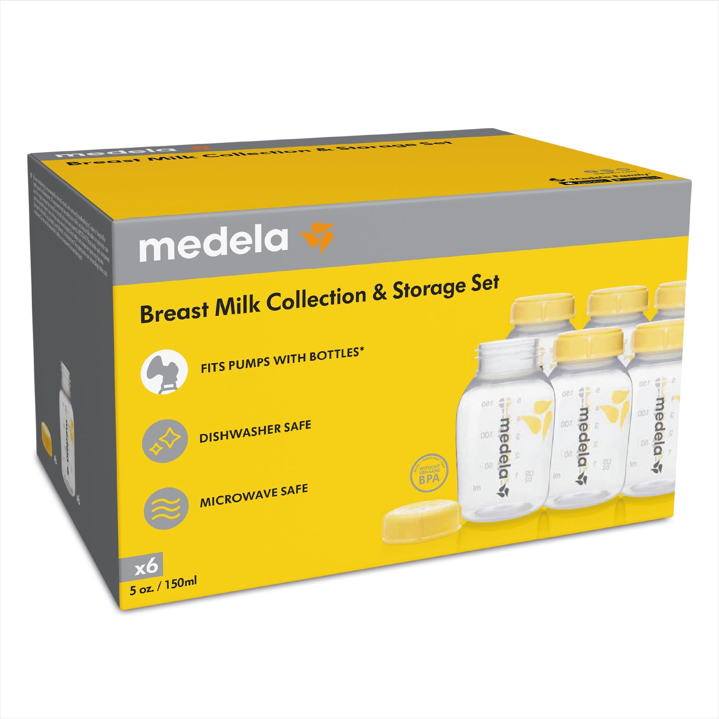 Medela Breast Milk Collection and Storage Bottles with Solid Lids